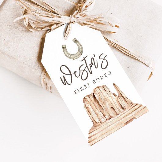 First Rodeo Neutral Southern Cowboy Birthday Gefal Geschenkanhänger