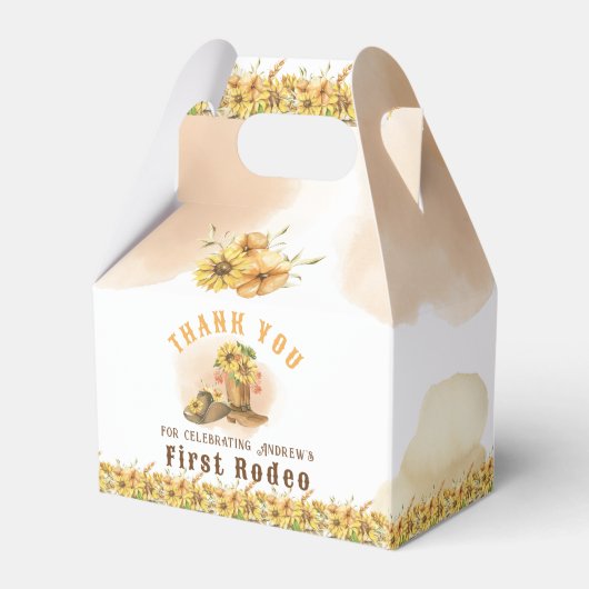 First Rodeo Neutral Southern Cowboy Birthday Gefal Geschenkschachtel (Rückseite)