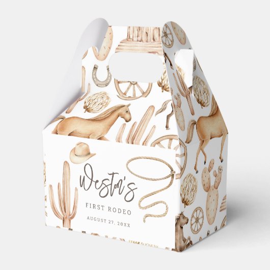 First Rodeo Neutral Southern Cowboy Birthday Gefal Geschenkschachtel (Vorderseite)
