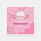 First Rodeo Party Girl in Pink and White Serviette (Vorderseite)