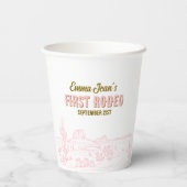 First Rodeo Pink Cactus Cowgirl 1st Birthday Pappbecher (Rückseite)