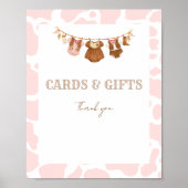 First Rodeo Pink Cowgirl Birthday Tabletop Sign Poster (Vorne)