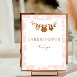 First Rodeo Pink Cowgirl Birthday Tabletop Sign Poster