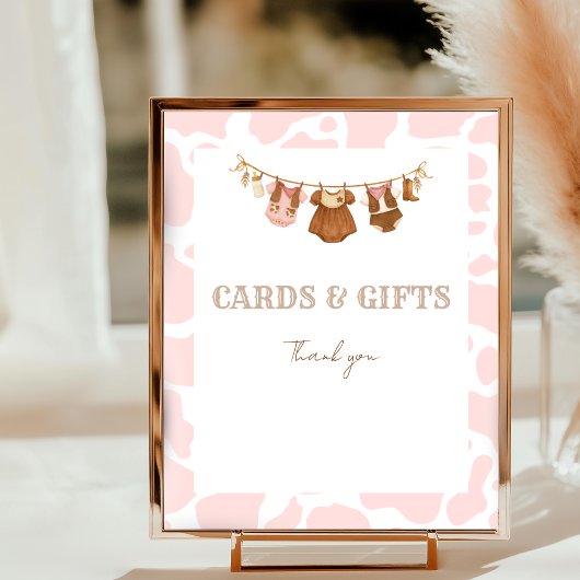 First Rodeo Pink Cowgirl Birthday Tabletop Sign Poster