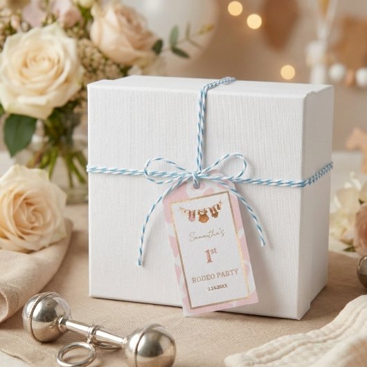 First Rodeo Pink Cowgirl Western Birthday Geschenkanhänger