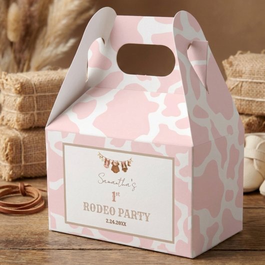 First Rodeo Pink Cowgirl Western Birthday Geschenkschachtel