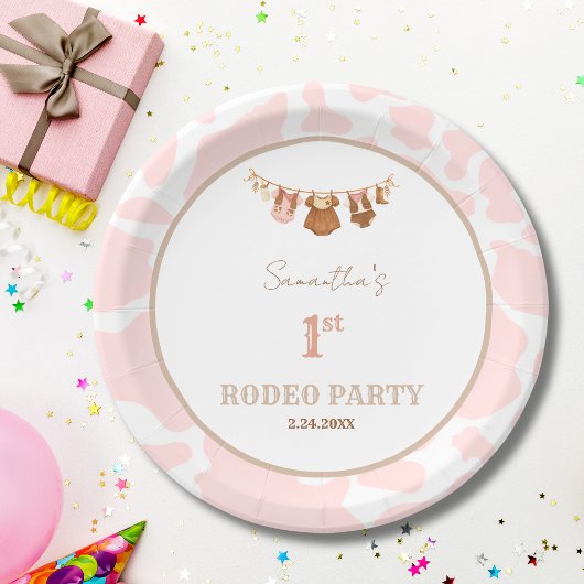 First Rodeo Pink Cowgirl Western Birthday Pappteller