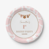 First Rodeo Pink Cowgirl Western Birthday Pappteller (Vorderseite)