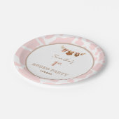 First Rodeo Pink Cowgirl Western Birthday Pappteller (Schrägansicht)