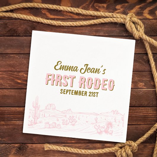 First Rodeo Pink Desert 1st Birthday Paper Napkin Serviette