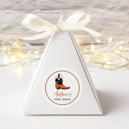 First Rodeo Southern Cowboy Birthday Runder Aufkleber