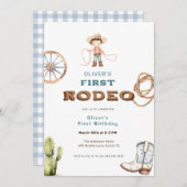 First Rodeo Western Baby Boy Birthday Einladung (Vorne/Hinten)