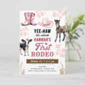 First Rodeo Western Birthday Girl Einladung (Stehend Vorderseite)