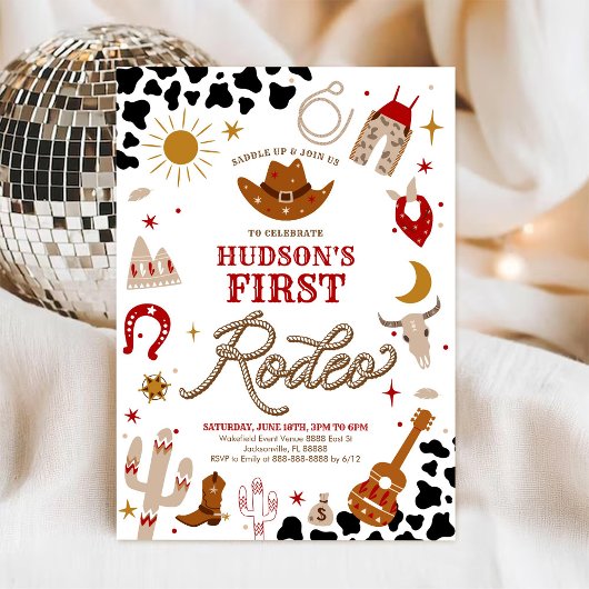 First Rodeo Western Birthday Invitation Einladung
