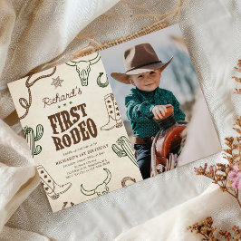 First Rodeo Western Boy 1. Geburtstag Foto Einladung