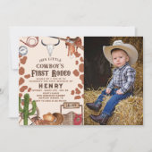 First Rodeo Western Cowboy 1. Geburtstag Foto Einladung (Vorderseite)