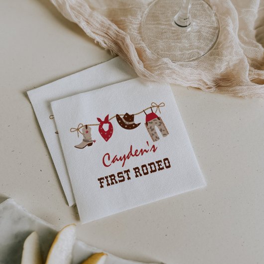 First Rodeo Western Cowboy 1. Geburtstag Napkins Serviette