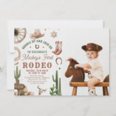 First Rodeo Western Cowboy 1st Birthday Invitation Einladung (Vorderseite)