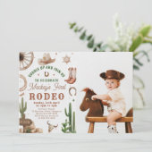 First Rodeo Western Cowboy 1st Birthday Invitation Einladung (Stehend Vorderseite)