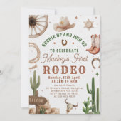 First Rodeo Western Cowboy 1st Birthday Invitation Einladung (Vorderseite)