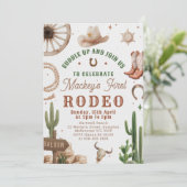 First Rodeo Western Cowboy 1st Birthday Invitation Einladung (Stehend Vorderseite)