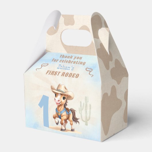 First Rodeo Western Cowboy Birthday Boy Favor Box Geschenkschachtel (Vorderseite)