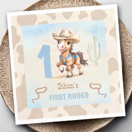 First Rodeo Western Cowboy Birthday Boy Napkins Serviette