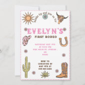 First Rodeo Western Cowboy Boho Birthday Einladung (Vorderseite)