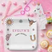 First Rodeo Western Cowboy Boho Birthday Pappteller (Party)