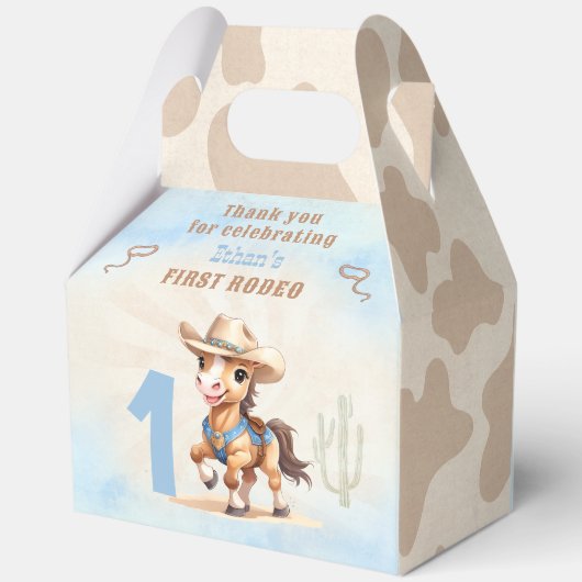 First Rodeo Western Cowboy Boy Large Favor Box Geschenkschachtel (Rückseite)