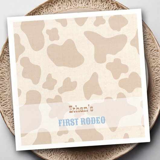 First Rodeo Western Cowboy Cow Printname Napkins Serviette