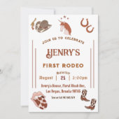 First Rodeo Western Cowboy First Birthday Einladung (Vorderseite)
