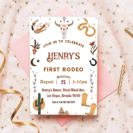 First Rodeo Western Cowboy First Birthday Einladung