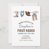 First Rodeo Western Cowboy First Birthday Invitati Einladung (Vorderseite)