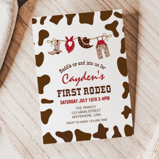 First Rodeo Western Cowboy First Birthday Invitati Einladung
