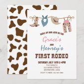 First Rodeo Western Cowboy First Birthday Invitati Einladung (Vorne/Hinten)
