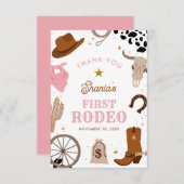 First Rodeo Western Girl 1. Geburtstag Dankeskarte (Vorne/Hinten)