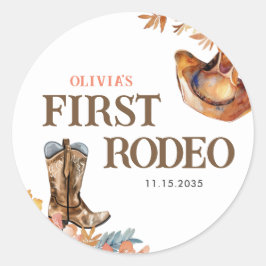 First Rodeo Western Girl 1. Geburtstag Runder Aufkleber