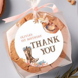 First Rodeo Western Girl 1. Geburtstag Runder Aufkleber