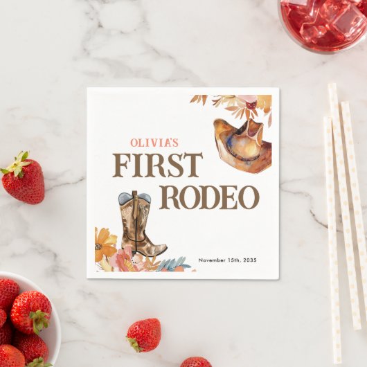 First Rodeo Western Girl 1. Geburtstag Serviette (Beispiel)
