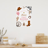 First Rodeo Western Girl First Birthday Willkommen Poster (Küche)