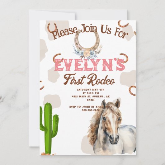 First Rodeo Western Horseshoe Pattern Dankeskarte (Vorderseite)