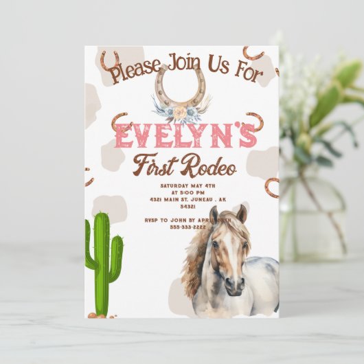 First Rodeo Western Horseshoe Pattern Dankeskarte (Stehend Vorderseite)