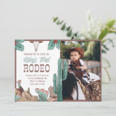 First Rodeo Western Southwestern Cowboy Birthday Einladung (Stehend Vorderseite)