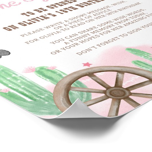 First Rodeo Wild West Boho Time Capsule Sign Poster (Ecke)