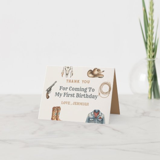 First Rodeo Wild West Cowboy Blue Birthday Dankeskarte (Vorderseite)