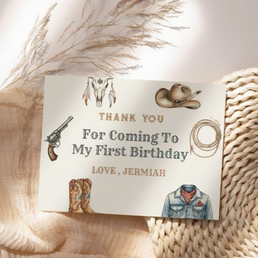 First Rodeo Wild West Cowboy Blue Birthday Dankeskarte