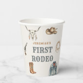 First Rodeo Wild West Cowboy Blue Birthday Pappbecher (Rückseite)