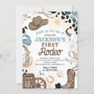 First Rodeo Wild West Cowboy Blue Boy Birthday Einladung