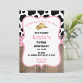 First Rodeo Wild West Cowgirl Pink Girl Birthday Einladung (Stehend Vorderseite)